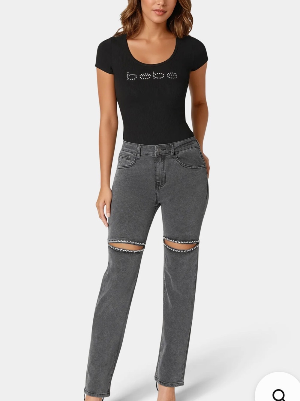 bebe Gray Distressed Jeans
